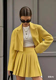 Short Suit Short Suit Suit Set Spring And Summer Double Buckle Short Suit + 100 Folded Short Skirts