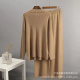 Hot Sales Solid-Color Suit Women Irregular Open Fork Top + Wide Leg Pants Leisure Loose