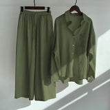 Summer Autumn Cotton Linen Women's 2 Piece Sets Outfits Vintage Elegant Casual Oversized Loose Shirts Blouses and Pants