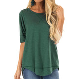 Women's Clothing 2025 Autumn And Winter Round Collar Long-Sleeved T-Shirt Solid Color Loose Top Before The Short And Rear Long Tuxedo Women's