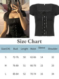2022 Y2K Clothes Knitted Lace T Shirts Kawaii Square Neck Crop Top Bow Cute Retro Pullovers Harajuku Korean Tee