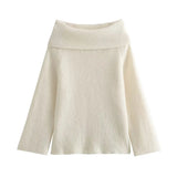 2024 Autumn And Winter New Women's Temperament One Shoulder Long Sleeved Sweater Jacket W063 2839-Outfit