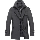 Winter Brand Men Solid Wool Blend Coat Men Fashion Casual Double Collar Wool Overcoat Thick Warm Wild Wool Coats