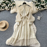 Women's Dress Dress 2025 Spring Design Sense Niche Tied With Long-Sleeved Lotle Leaves Side Irregular Loose Long