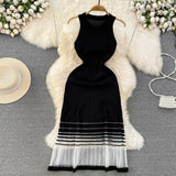 Summer High-End Sense Temperament Round Recipient Waist Thin A-Word Mesh Splicing Knitted Vest