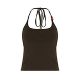 Cloth Forget The Holiday Style Retro Bead Design Hanging Neck Vest Striped Shorts Hot Beach