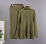Bar Half-Dress High-Necked Sweater Suit Women Loose Warm Jacket Sweater Two Sets Of