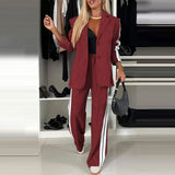 Casual Black And White Striped Suit Suit Women's