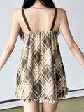 Print Bow Tie Sling Sling Sexy Babes Lace Spliced