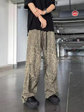 Leopard Print Parachute Trousers Men's Fashion Brand Hiphop Wide-Legged Trousers Loose Straight Tube Trendy Trousers-Outfit