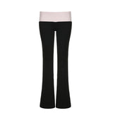 Girls Color Waist Low Waist Leisure Micro-Pants 2024 Slim To Show Thin Hot Girls Sports Knitted Trousers-Outfit