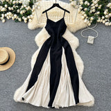 Elegant Sexy Sling Dress Women's Holiday Wind Waist Lotle Side Dress Dress