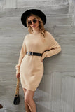 Casual Khaki Turtleneck Long Sleeve Slim Knit
