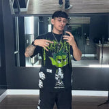 Cartoon Trend Burst Handsome Cartoon Flying Small Police Lady Print Short-Sleeved Summer Couple Dress