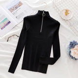 Solid Zipper Pullover Sweater Knitted Autumn and Winter 2022 Long Sleeve Pull Femme Slim Jumper Women Sweaters Tops
