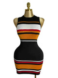 Wind Fine Shoulder Sleeveless Color Slimming Temperament Casual Striped Knitted