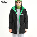 Women Down Jacket 2022 Winter Thick Stand Collar 90% White Duck Down Long Hooded Warm Coat with Pocket Casual