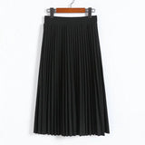 Fashion High Waist Pleated Solid Color Ankle Length Skirt All-match chiffon Clothing Lady Casual Stretchy Thicken