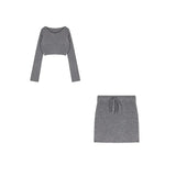 Sexy Knitted Sweater Suits Female 2 Piece Dress Set Women Y2k Mini Dress Korean Fashion Clothing 2022 Autumn Crop