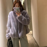 quality mink coat women's 2021 winter new lady Qian Xueli and young stand collar Rex Rabbit Fur women's winter fashion