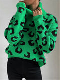 And Winter New High-Necked Knitted Leopard
