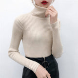 Women Korean Sweater Turtleneck Basic Slim Elastics Pullovers 2019 New Solid Knitted Runway Sweaters Sueter Mujer
