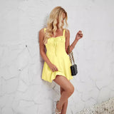Breast-Wearing With Solid Color A Skirt With Mini Dress Sling