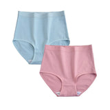 2 pcs/lot High Waist Panties Cotton Underwear Women Solid Plus Size Female Lingerie M -