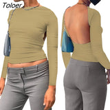 Backless Sleeve Blue Y2K Short Top Women Casual O Neck 2023 Summer Tees Sexy Vintage Cut