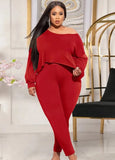 Plus Size Casual Long Sleeve Irregular Top And Skinny Pants