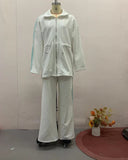 Fashion Bumpy Drawstring Tight Top Sleeker Sleeker Trousers Set In Autumn