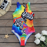 Swimsuit2025 New Conjoined Bikini Personality Abstract Print Swimsuit Women