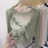 Knitted Cardigan Women's Thin Suspender Skirt With Air-Conditioning Blouse Summer Shawl Ice Silk Small Shoulder Fairy Gas Jacket-Outfit