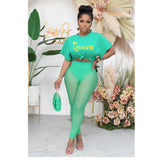 Top And Mesh See Through Pant Solid Color Two-Piece