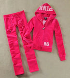 / Fall 2021 PINK Women's Brand Velvet Fabric Tracksuits Velour Suit Women Tracksuit Hoodies And Pants SIZE S - XL