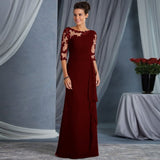 Spring And Summer Wish New Explosive Long Lace Perspective Round-Neck Sleeve Dress