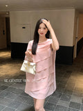 Xixi 2025 Summer New Temperament Cape Chic Wave Elegant Dress High-End Short Dress Women
