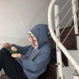 Deeptown Funny Shark Patchwork Hoodies Women Autumn Kawaii Sweatshirt Oversized 2021 Casual Long Sleeve Pullover School
