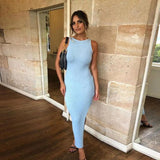 Bodycon Dresses For Women 2021 Elegant Party Summer Dresses Beach Vacation Sundress Solid Wrap Midi Cut Out Backless