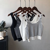 Knitted Crop Camis White Black Summer Casual Women Tank