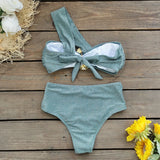 Single Shoulder Bra High-Waisted Split Swimsuit Women 2025 New Sexy Innovative INS