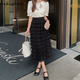 Skirts Womens Korean Fashion Clothing High Waist Slim Fit Sweet Temperament Jupe Korean Long Skirt 2023 Faldas De