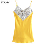Women Sexy Sequined Pathcwork Soft Satin Sling Mini Dress Ladies Chic Backless Slim Party Vestidos Mujer
