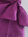 Women's Metallic Purple Bow Dress Skirt