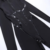Sexy Skinny Jumpsuit Women Overalls O Neck Full Sleeve Zipper Sporty Jumpsuits Ladies Fashion Rompers Streetwear-Outfit