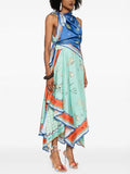 Women's Dress Fake Two-Piece Print Irregular Dress Collar Without Sleeveless