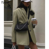 High Street Blazer Coats Women Fall Winter Single Breasted Blazers Jackets Fashion Backless Outwear Oversized Blazed