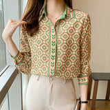 chained print ladies shirts Women's Blouses 2021 Spring Autumn Long Sleeve Shirts Tops Blusas