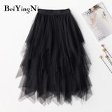 Korean Style Pleated Midi Skirt Women Casual New Fashion High Elastic Waist Skirts Black Pink Elegant Skirt Belt
