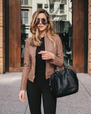 Jacket Women Coat Jacket PU Leather Fashion Short Coat Thin Female Jacket Coat Outwear
